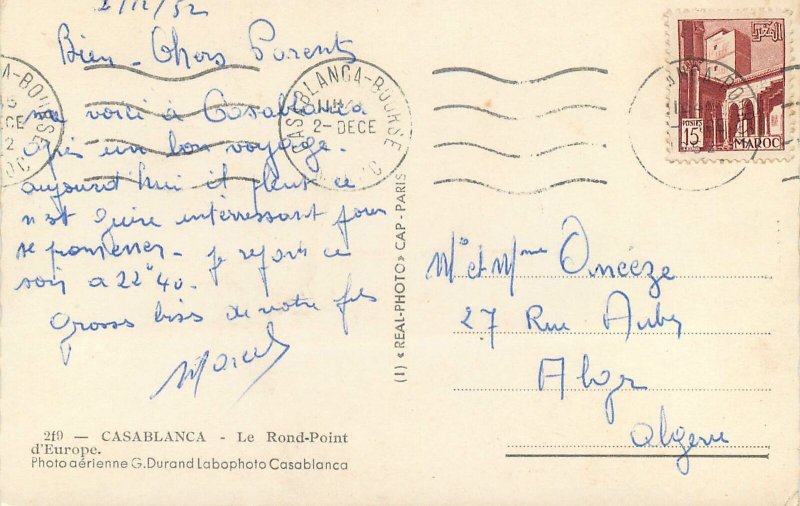 Morocco Postcard Casablanca Le Rond-Point d'Europe