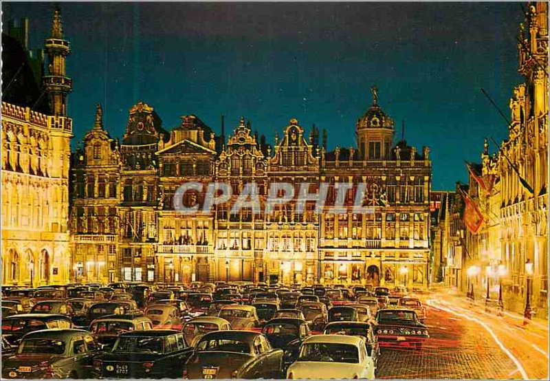 Postcard Modern Brussels large square by night