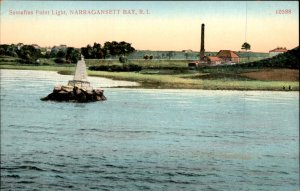 Narragansett Bay Rhode Island Sassafras Point Light c1900-20s Vintage Postcard