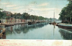 Netherlands Gouda Kattensingel Vintage Postcard 08.34