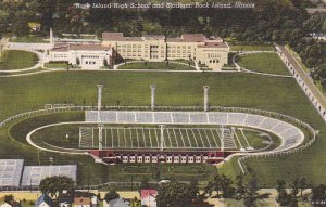 Postcard Rock Island High School + Stadium Rock Island IL