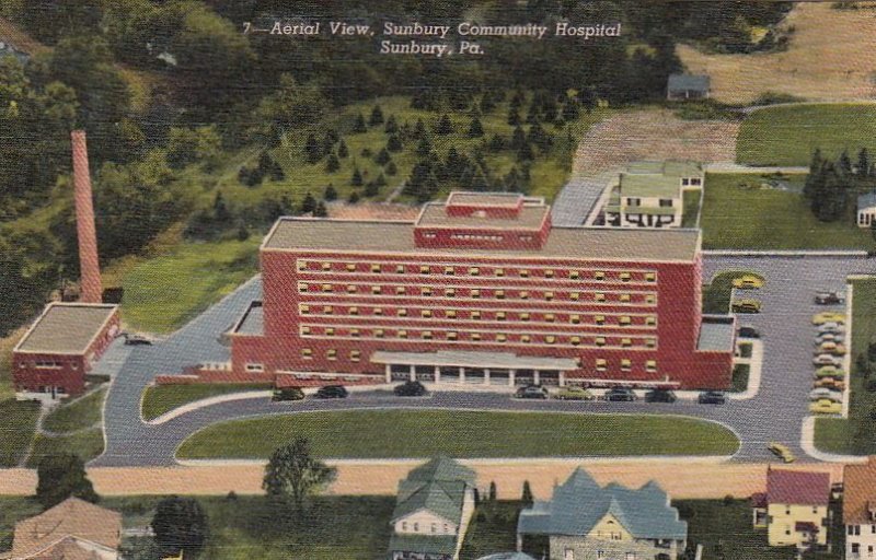 Postcard Aerial View Sunbury Community Hospital Sunbury PA