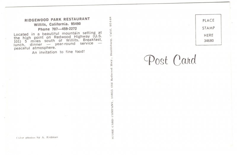 Ridgewood Park Restaurant, Willits, California