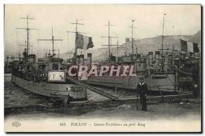 Old Postcard Boat War Against Toulon torpedo the small row