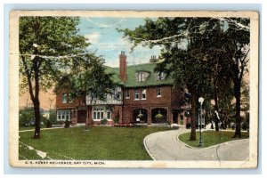 1917 E.S. Perry Residence Bay City Michigan MI Antique Posted Postcard 