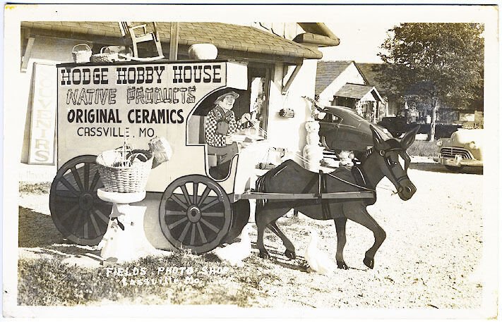 Cassville MO Hodge Hobby House Ceramics Wagon Real Photo RPPC Postcard