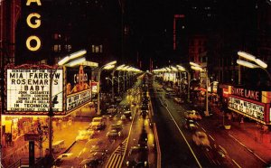 State Street Night 1968 Scene CHICAGO, IL Rosemary's Baby Movie Theaters Vintage