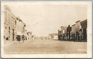 WESYBROOK MN FIRST NATIONAL BANK STREET SCENE ANTIQUE REAL PHOTO POSTCARD RPPC
