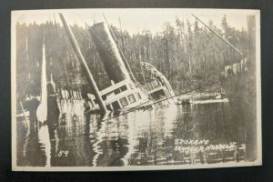 Unused Vintage Seymour Narrows Spokane Ship Wreck Real Photo Postcard RPPC-