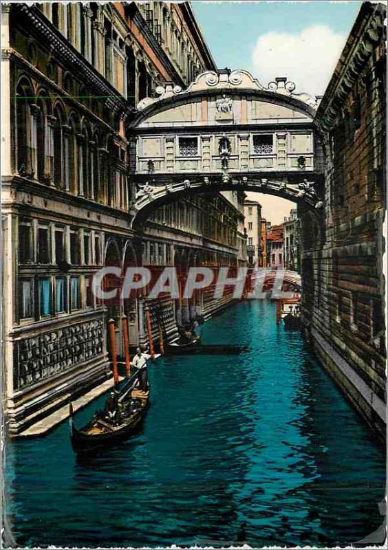 Modern Postcard Venice Bridge of Sighs boat