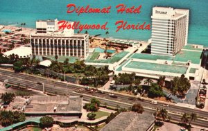 Vintage Postcard Diplomat Hotel Along A1A Atlantic Ocean Background Hollywood FL