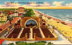 Florida Daytona Beach Band Shell and Ocean Front 1954