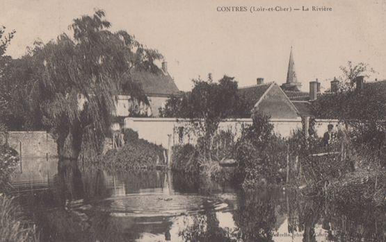 Contres La Riviere Antique French Postcard