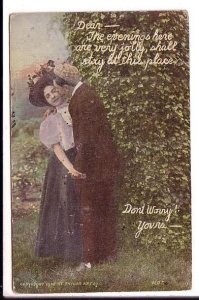 The Evenings Here, Romantic Couple, 1908 Taylor Art, Used 1917 Nova Scotia