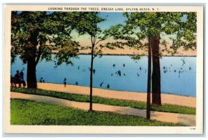 c1940's Looking Through The Trees Oneida Lake Sylvan Beach New York NY Postcard