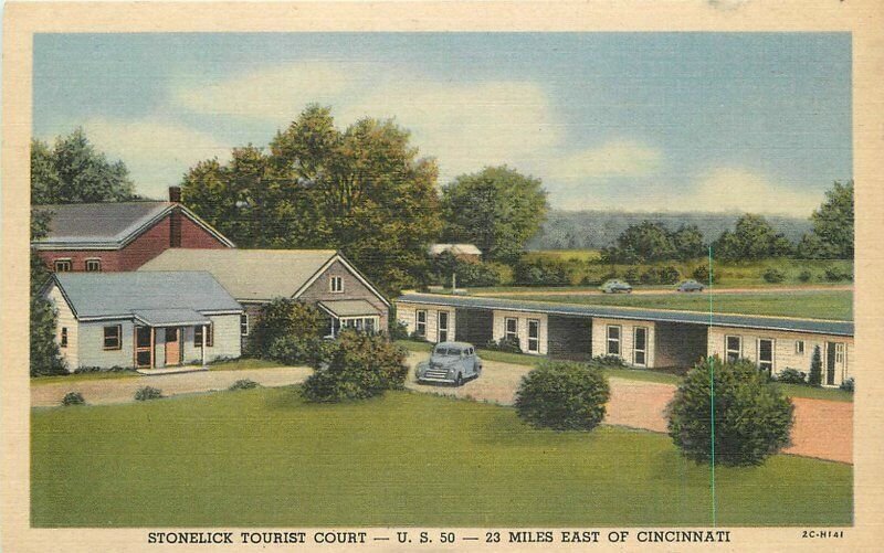 Ohio Cincinnati Stonelick's Tourist Court autos roadside Teich Postcard 22-5067