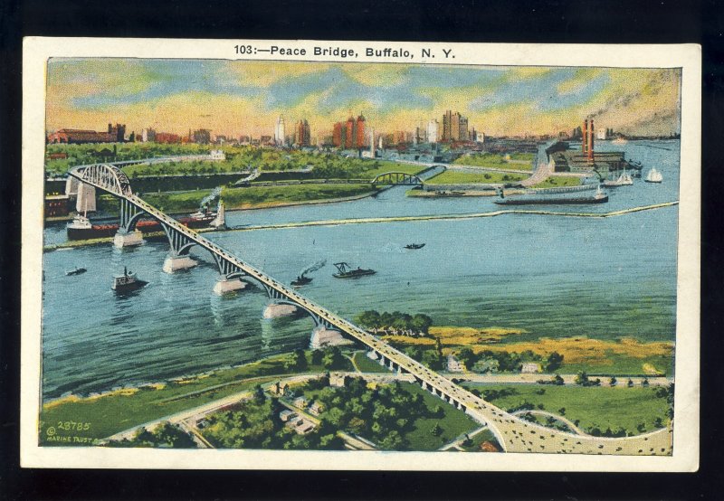 Buffalo, New York/NY Postcard, Peace Bridge Between US & Canada, 1934!