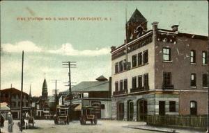 PAWTUCKET RI Fire Station No 2 Street Scene c1910 Postcard