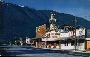 Jackson Wyoming WY Street Scene Gas Station Vintage Postcard