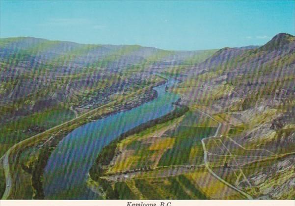 Canada British Columbia Kamloops Aerial View Showing Thompson River