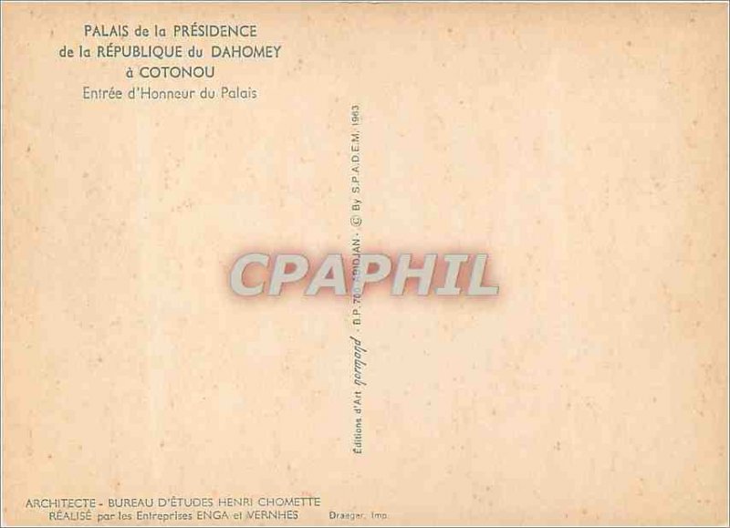 Postcard Modern Cotonou Palace of the Presidency of the Republic of Dahomey P...