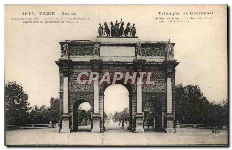 Old Postcard Paris Arc de Triomphe du Carrousel