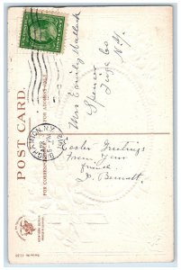 1912 Easter Holy Cross Angel Flowers Clapsaddle Embossed Binghamton NY Postcard