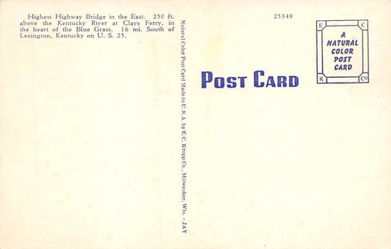 High Bridge Kentucky Postcard