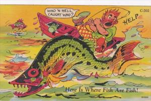 Fishing Humour Who 'N Hell Caught Who Curteich