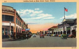 VINTAGE POSTCARD CARS STORES PEOPLE SCENE MAIN STREET YUMA ARIZONA FRESH LINEN