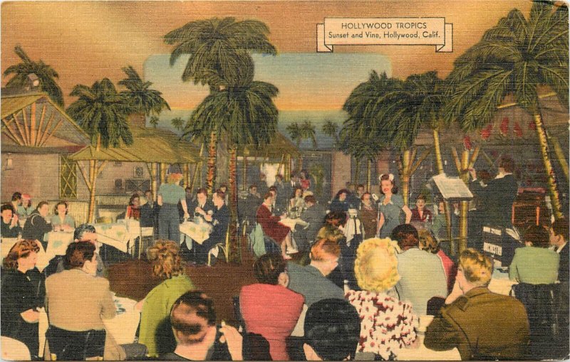 Hollywood Tropics Postcard Postcard & Matchbook Embossed Breasts Tiki Night Club