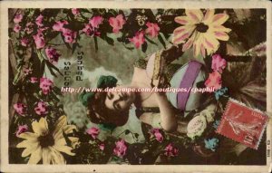 Old Postcard Fantaisie Happy Easter (Egg)