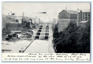 1907 View Of The Locks Locksport New York NY, Chicago Illinois IL Postcard