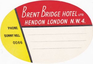 England London Brent Bridge Hotel Vintage Luggage Label lb0594