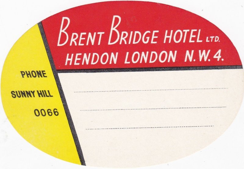 England London Brent Bridge Hotel Vintage Luggage Label lb0594