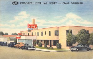 Linen Postcard Cosgriff Hotel and Court in Craig, Colorado~128559