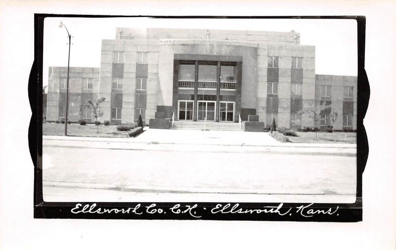 Kansas KS Postal Foto Real RPPC C1950 Ellsworth County Court House 