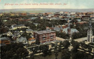 LINCOLN, NE Nebraska  CITY BIRD'S EYE VIEW~Northwest 1909  HOMES~CHURCH Postcard