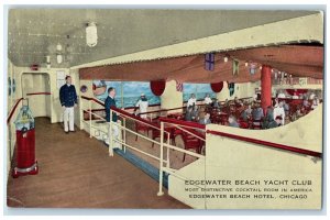 1940 Interior Edgewater Beach Yacht Club Hotel Chicago Illinois Vintage Postcard