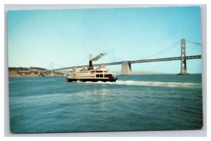 Vintage 1960's Postcard Car Ferry Under the Bay Bridge San Francisco California