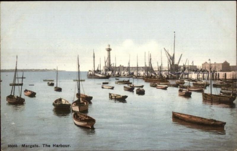 Margate UK Harbour & Lighthouse c1910 Postcard