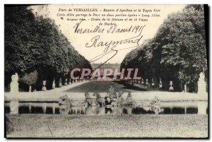 Old Postcard Park of Versailles Basin & # 39Apollon and green carpet