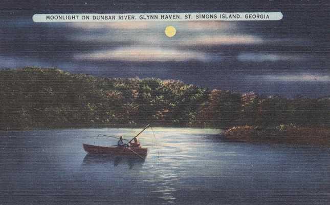 Moonlight Fishing on Dunbar River - St Simons Island GA, Georgia - Linen