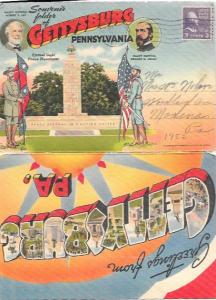 Greetings from Gettysburg Souvenir Folder. 1952 Stamp # 842 coil