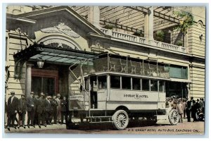 c1910s US Grant Hotel Auto Bus Double Decker San Diego California  Expo Postcard