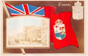 MAIN STREET NORTH WINNIPEG CANADA GEL COATED PATRIOTIC POSTCARD (c. 1910)