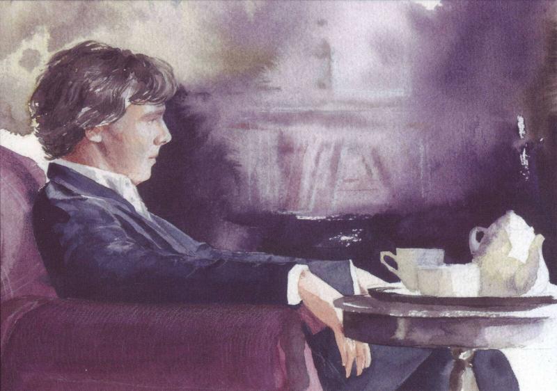 BENEDICT CUMBERBATCH Sherlock Holmes Movie Series Tea Party MODERN postcard