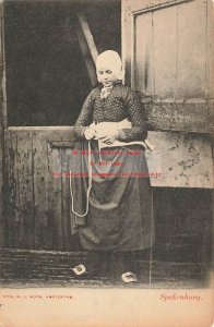 Native Ethnic Costume, Young Woman Knitting, Spakenburg, Netherlands, N.J. Boon