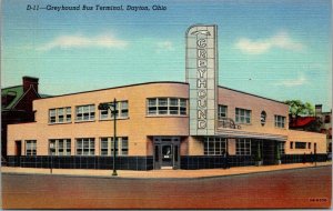 Greyhound Bus Terminal Depot Dayton Ohio Postcard