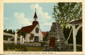 Canada - Quebec, Tadoussac. Old Indian Church and Memorial Cairn